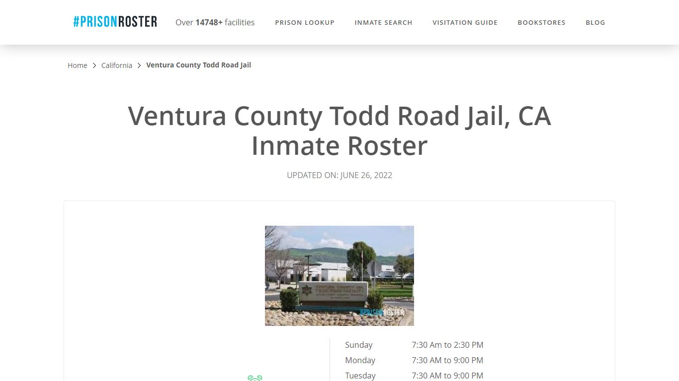 Ventura County Todd Road Jail, CA Inmate Roster
